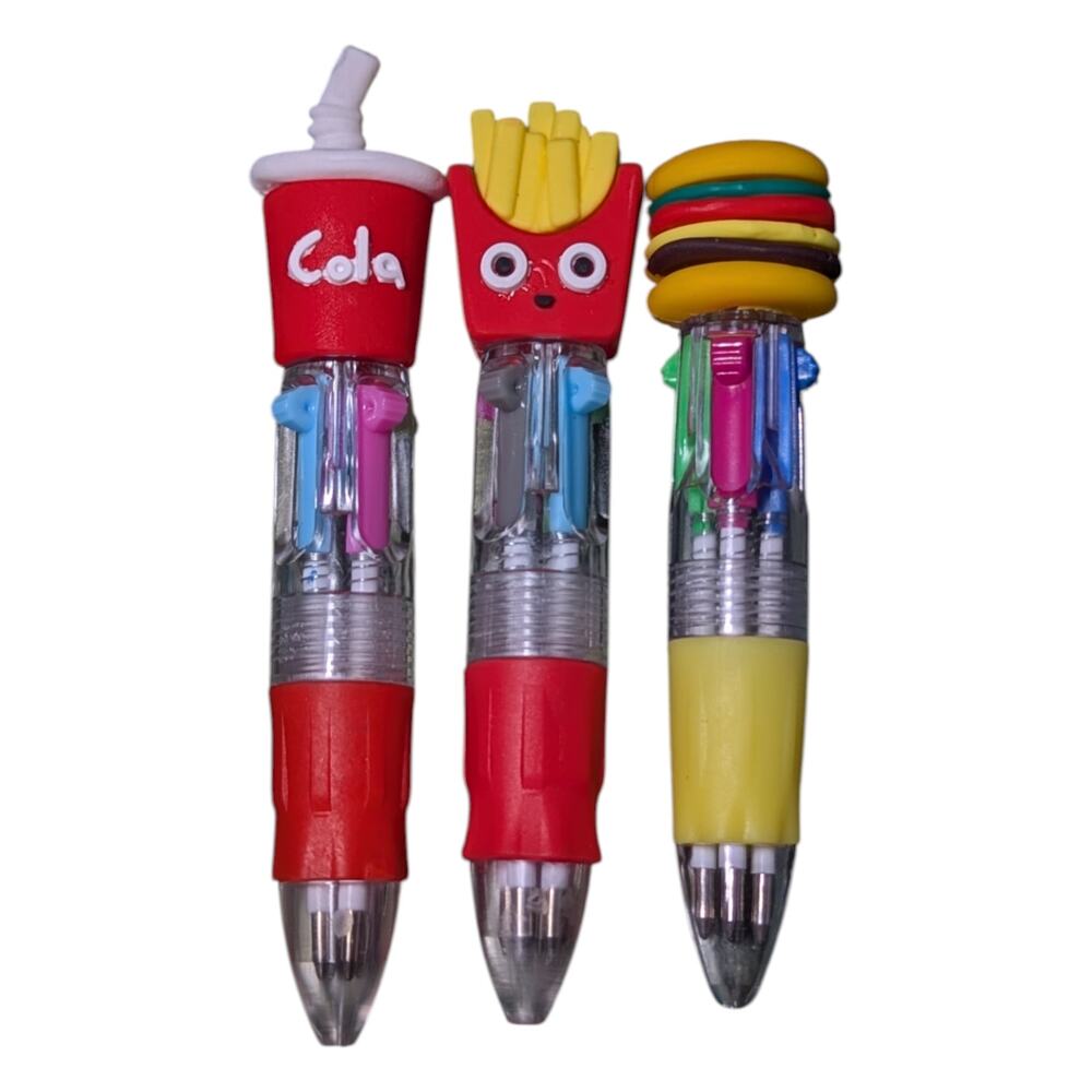 Small Pens Set Of 3 With Characters Multi Color Ink Brand New